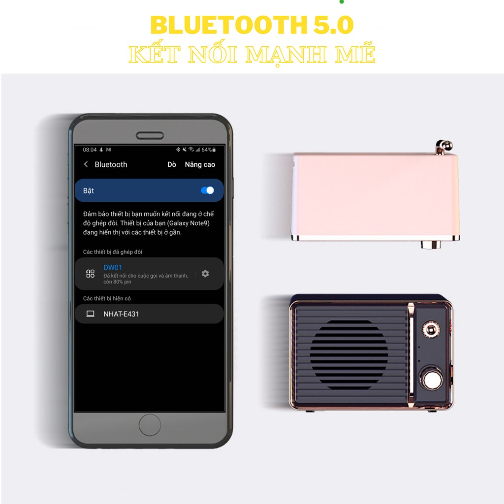 Loa Bluetooth Không Dây Mini DW01 - Mô Phỏng Tivi Cổ Điển - Âm Thanh Cực Hay