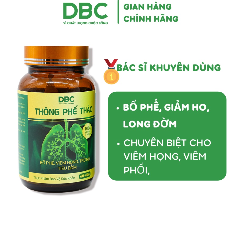 Viên Uống Giảm Ho Thông Phế Thảo DƯỢC BẢO CHÂU Hỗ Trợ Tiêu Đờm, Giảm Đau Rát Họng Kéo Dài Do Viêm Họng