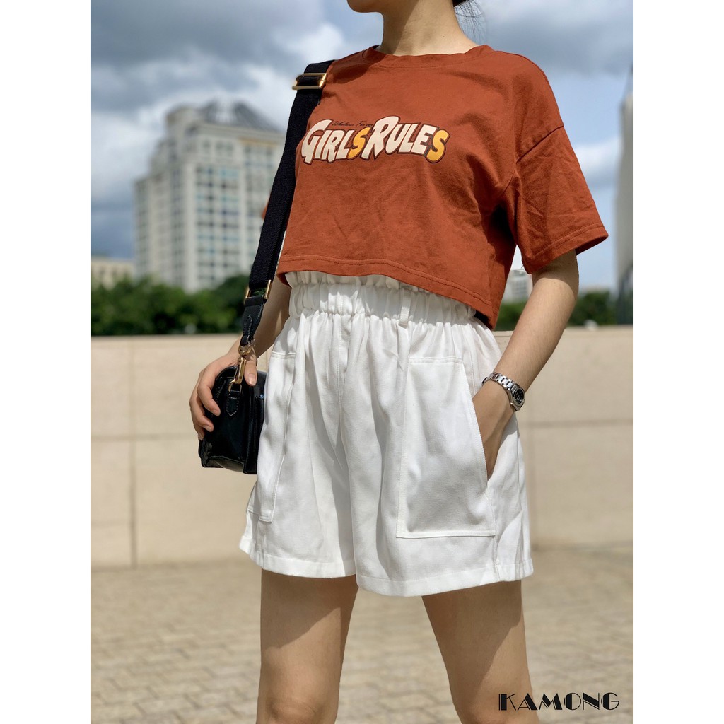 Quần short nữ ống rộng KAMONG lưng thun chất liệu short nhung kiểu dáng trẻ trung, năng động Q001. | BigBuy360 - bigbuy360.vn