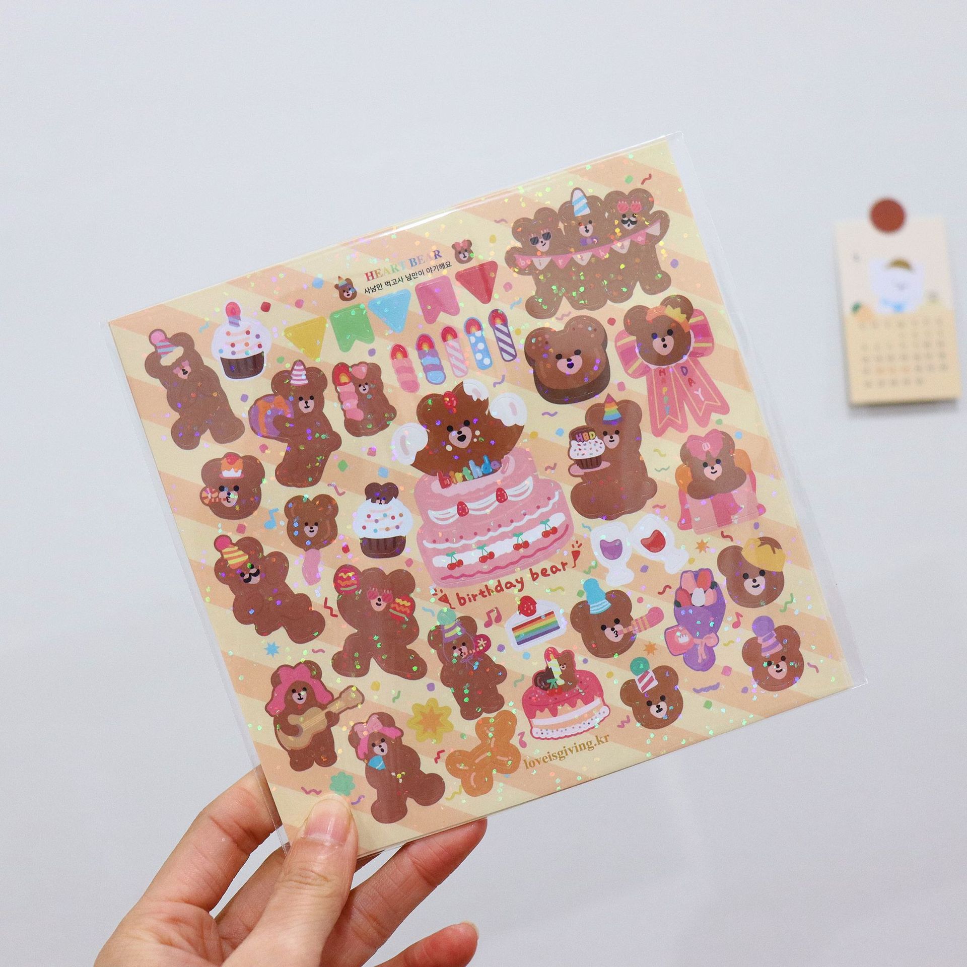 Korean glittering cute vintage bear sticker