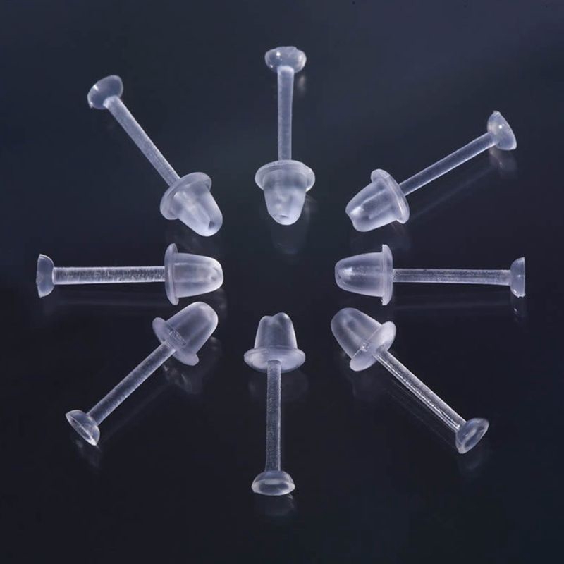Bộ 100 ghim xỏ làm từ nhựa trong suốt không gây dị ứng cho khuyên tai resin DIY