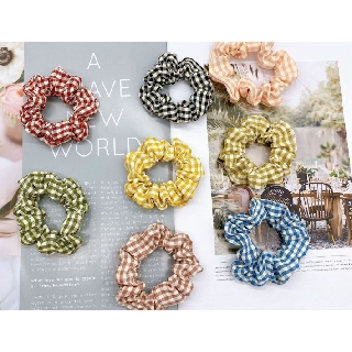 Scrunchies kẻ caro nhiều màu