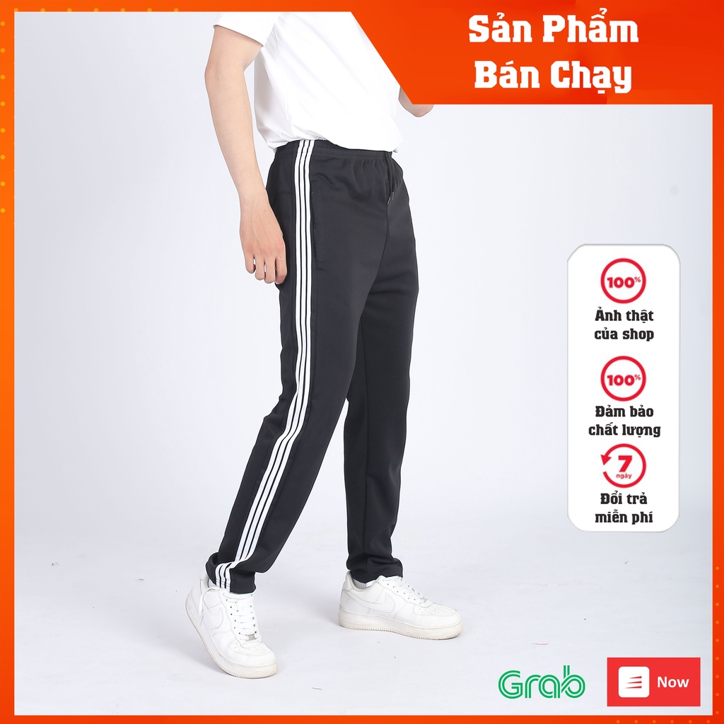 Quần thể thao nam 3 sọc trắng unisex dài ống suông rộng, Quần dài thể thao nam mặc nhà thu đông [Q3S]