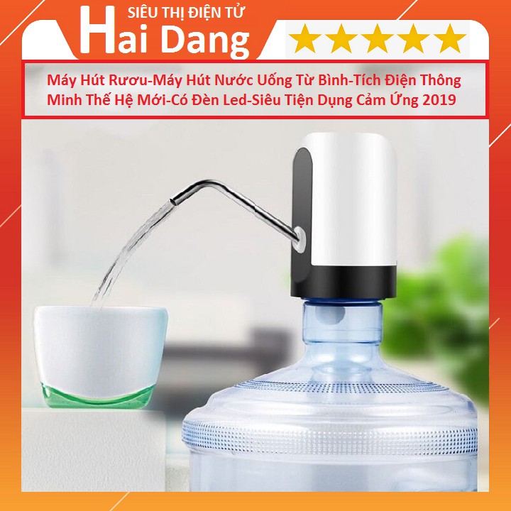 Máy Hút Nước Uống Từ Bình-Máy Hút Rươu Thông Minh-Có Đèn Led Cảm Ứng 2019