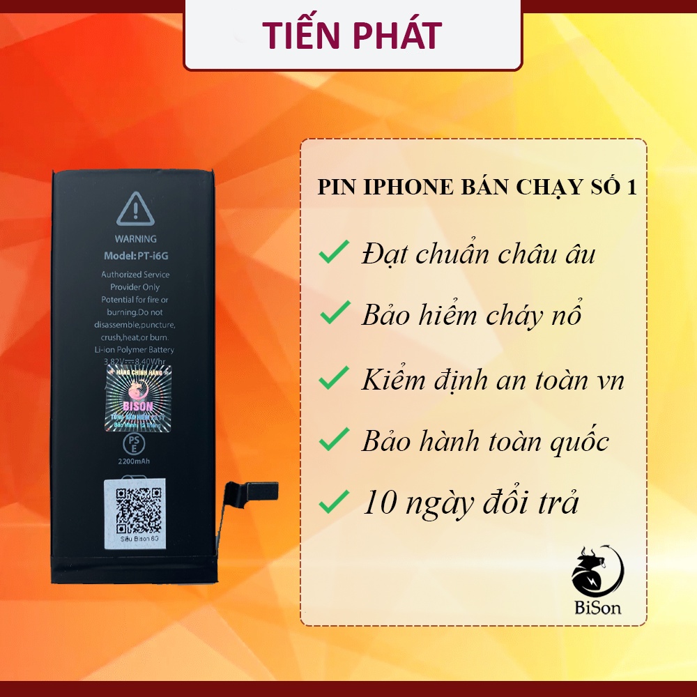 Pin IPHONE 6G BISON Siêu Trâu Dung Lượng Cao 2200mAh