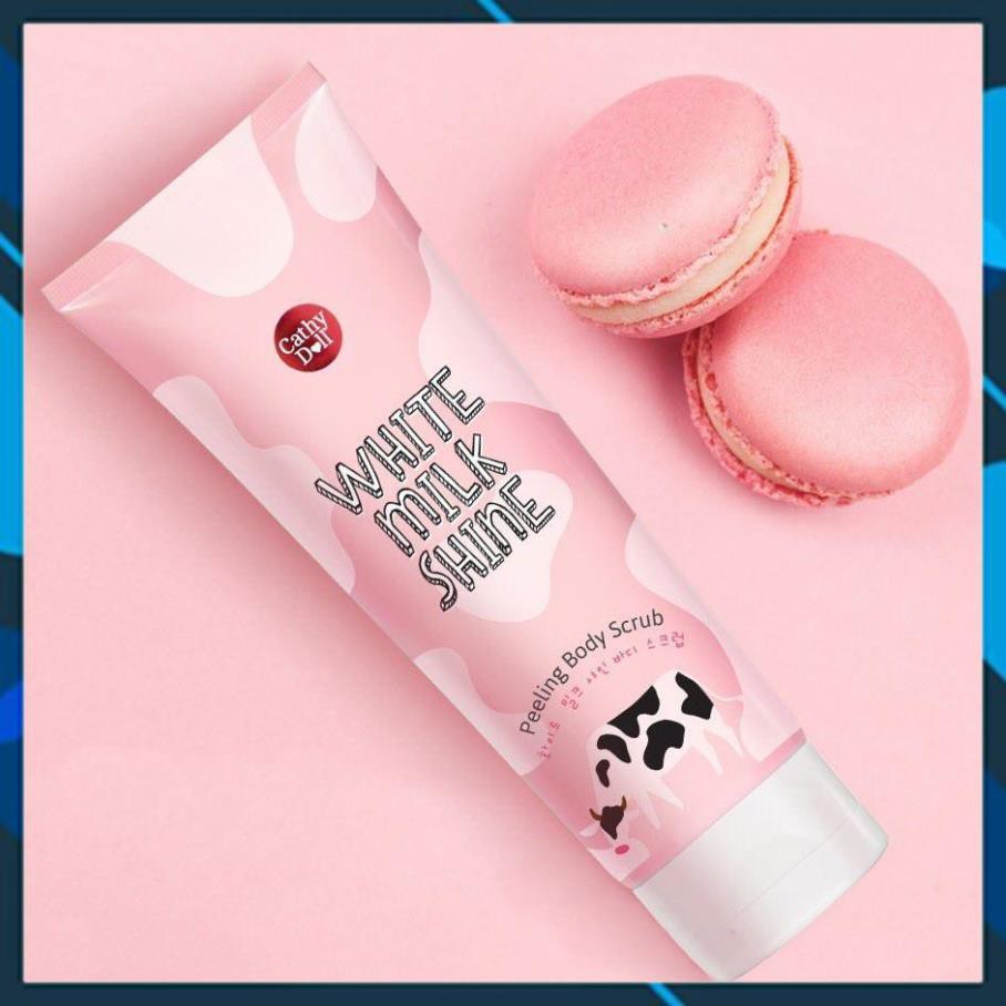 Tẩy da chết sữa bò Cathy Doll White Milk Shine Peeling Body Scrub 320ml cho da trắng, sạch mịn màng