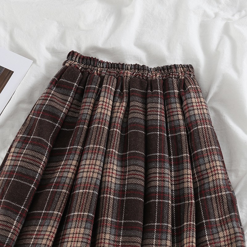 Áo Sweater form rộng tay dài/Chân váy dài hoạ tiết caro thời trang cho nữ (có bán lẻ) | BigBuy360 - bigbuy360.vn