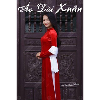 Áo dài nhung đỏ trơn - 171014