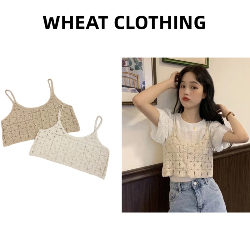 Áo Hai Dây Dệt Kim Sát Nách Cổ Tròn Màu Trơn Phong Cách Boho Cổ Điển Thời Trang Mùa Hè Cho Nữ