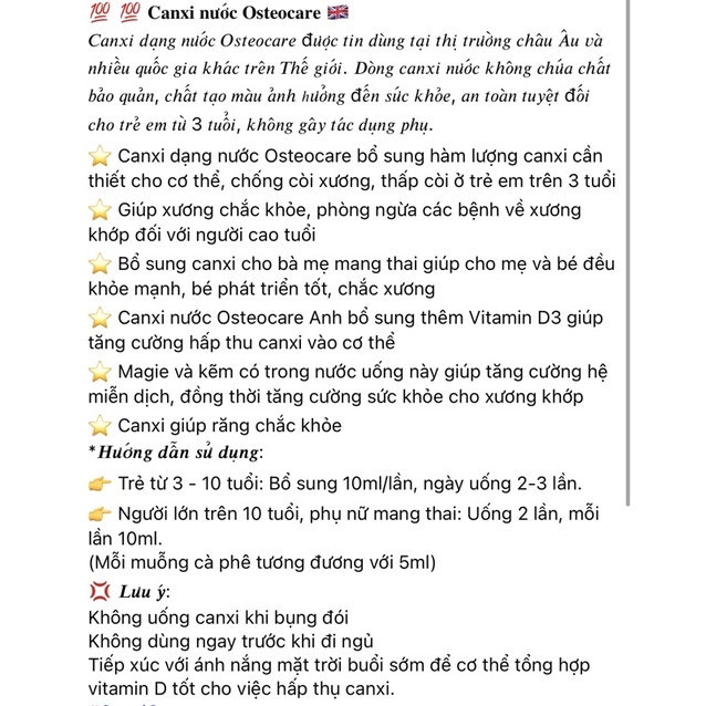 Canxi nước Osteocare dành cho cả gia đình