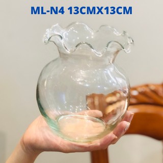 [BÁN SỈ] Chậu trồng 3 cây phát tài thủy tinh, hồ cá thủy tinh bầu tai bèo size 13x 13cm ly đèn cầy ML-N4