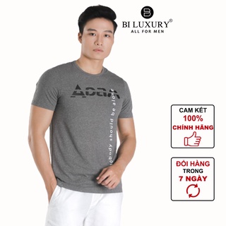 Áo phông họa tiết nam BILUXURY màu ghi sáng - APKH3