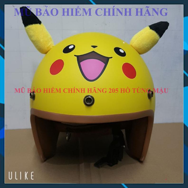 Mũ Bảo Hiểm 3/4 lót nâu hình picachu và đô rê mon