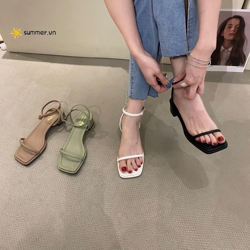 Giày Sandal Gót Dày Vừa Phong Cách Pháp Thời Trang Mùa Hè Hàng Mới 2022