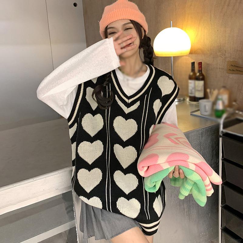 Áo len nữ không tay cổ chữ V thời trang Hàn Quốc