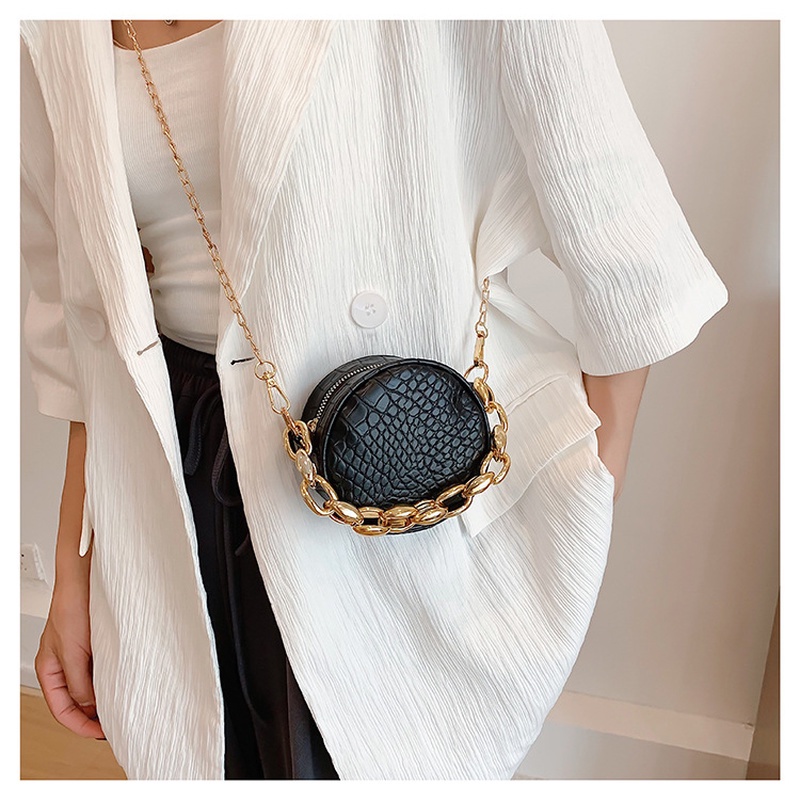 Túi Đeo Chéo Tròn Nhỏ Họa Tiết Vân Đá Màu Trơn Đơn Giản NB00152