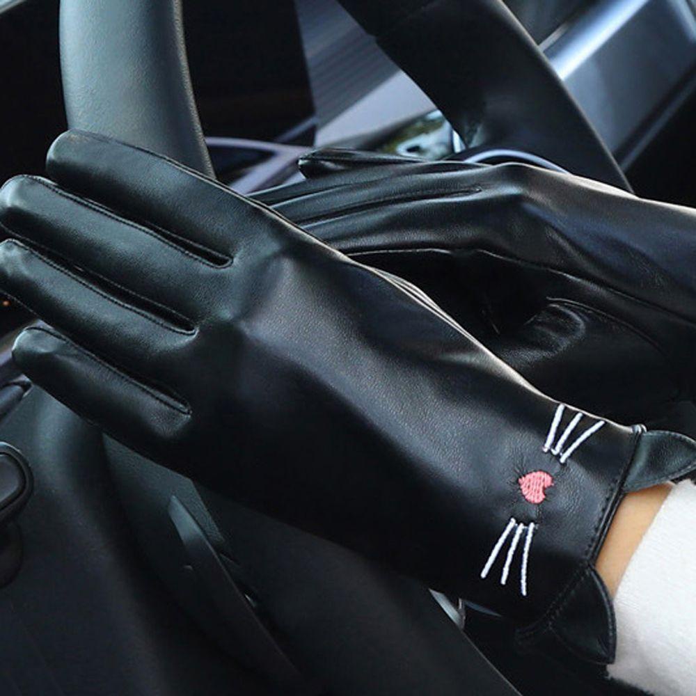 IVORY Găng Tay Da Pu Hở Ngón Chống Thấm Nước Unisex