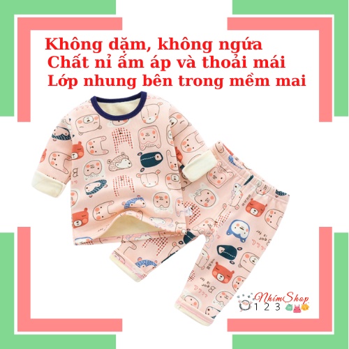 Bộ quần áo dài tay giữ nhiệt bé trai,bé gái từ 1 đến 3 tuổi siêu mềm mịn, ấm áp, giá rẻ