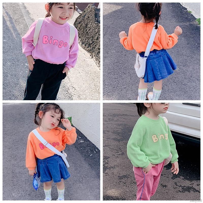 Autumn  Children Girls Casual Fashion Letter Print Long Sleeves Outwear Sweatshirts