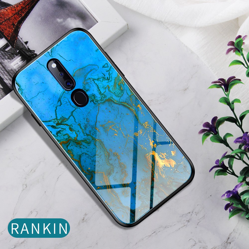 Ốp điện thoại mặt kính cường lực họa tiết độc đáo cho OPPO F11 F11 Pro