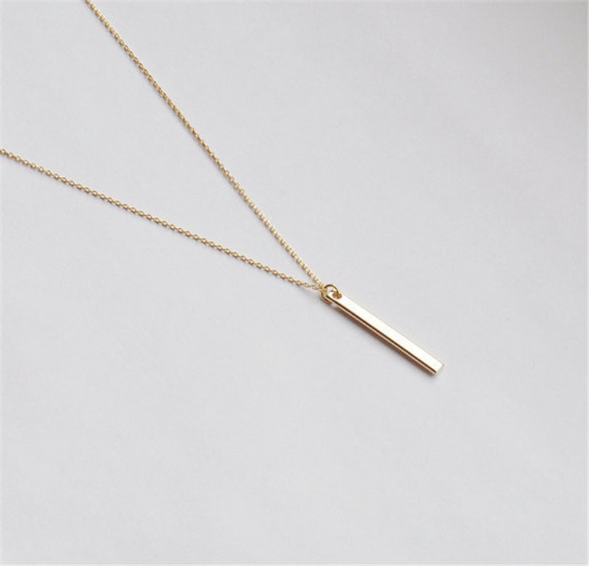 Gold Bar Pendant Necklace Metal Clavicle Short Chain Necklaces Simple Jewelry