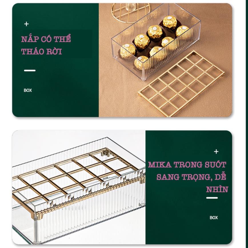 Khay Đựng Son Trong Suốt 18 Ô Viền Vàng Mika Cao Cấp R003 [Rẻ]