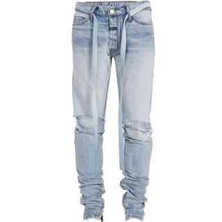 Quần jeans Fear Of God belted distressted denim jeans ss20