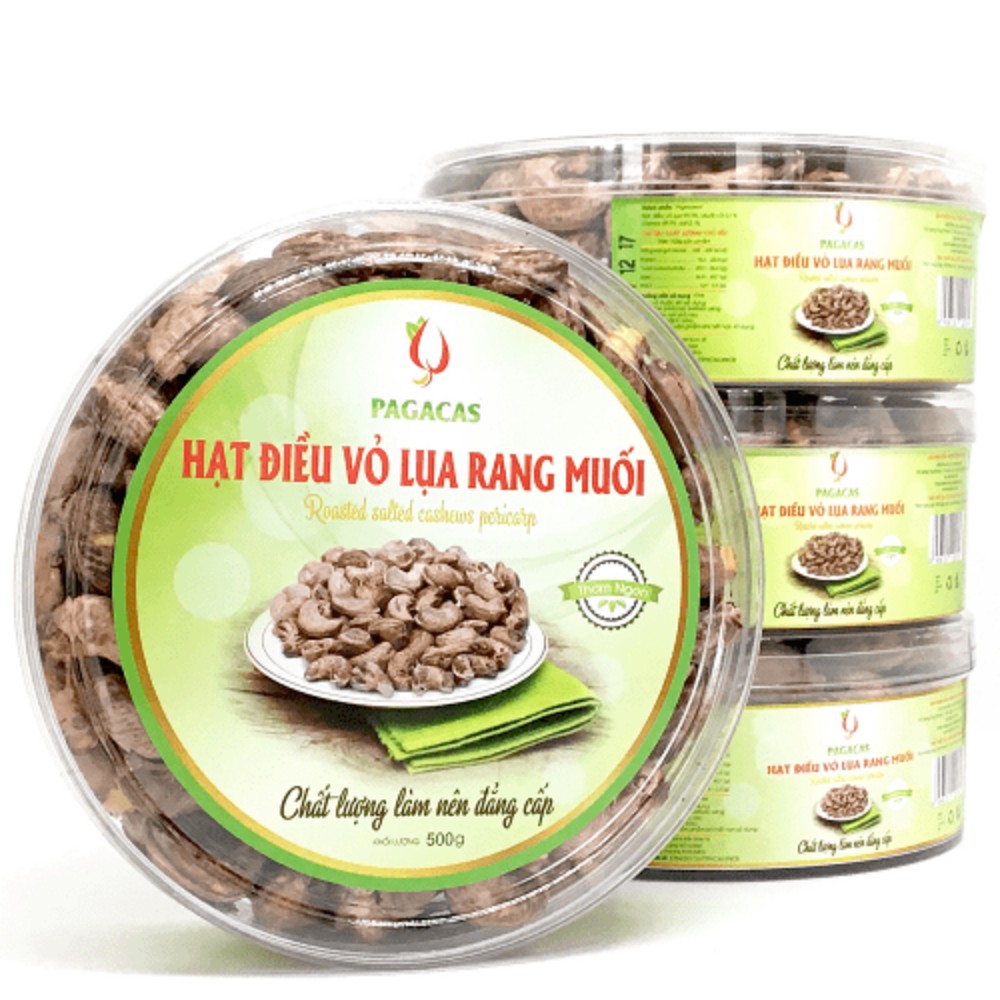 Hạt điều vỏ lụa rang muối Pagacas hộp tròn 500g - kiểm soát tốt và ngăn ngừa các vấn đề về tim mạch, thần kinh