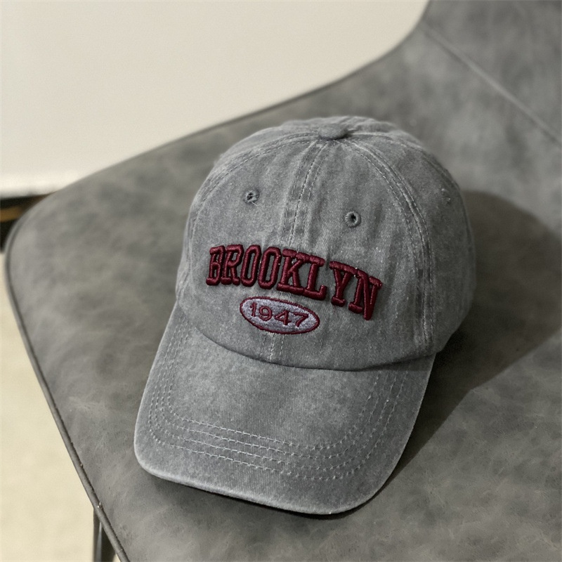 Mũ Lưỡi Trai Mềm Mại Thêu Chữ Phong Cách Retro Mỹ