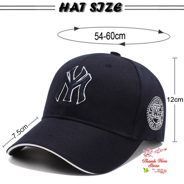 Mũ lưỡi trai NY nam nữ phong cách bóng chày Hàn Quốc chất cotton màu đen, xanh chữ vàng đẹp, cá tính - Nón kết NY ngầu