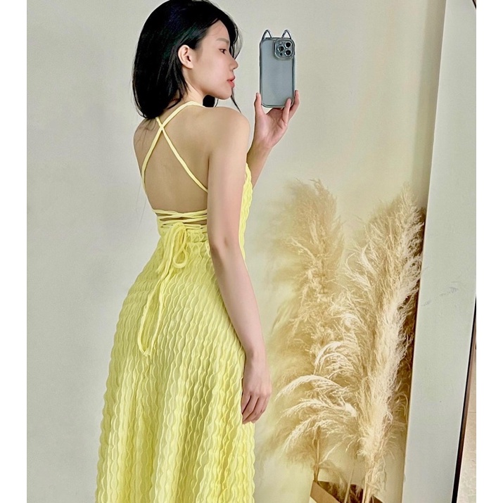 WHITELAZZ | Đầm yếm dài cách điệu lưng - Cela Halter-neck Dress