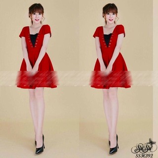 Susu Shop - Đầm phối nút cách điệu