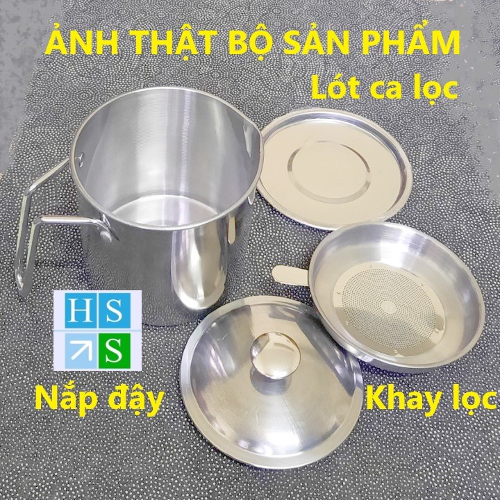 (Hàng loại 1) CA LỌC DẦU ăn INOX 304 (1200ml ) lưới lọc cặn tiện lợi hàng cao cấp dầy dặn không gỉ sét - HS Shop Thủ Đức