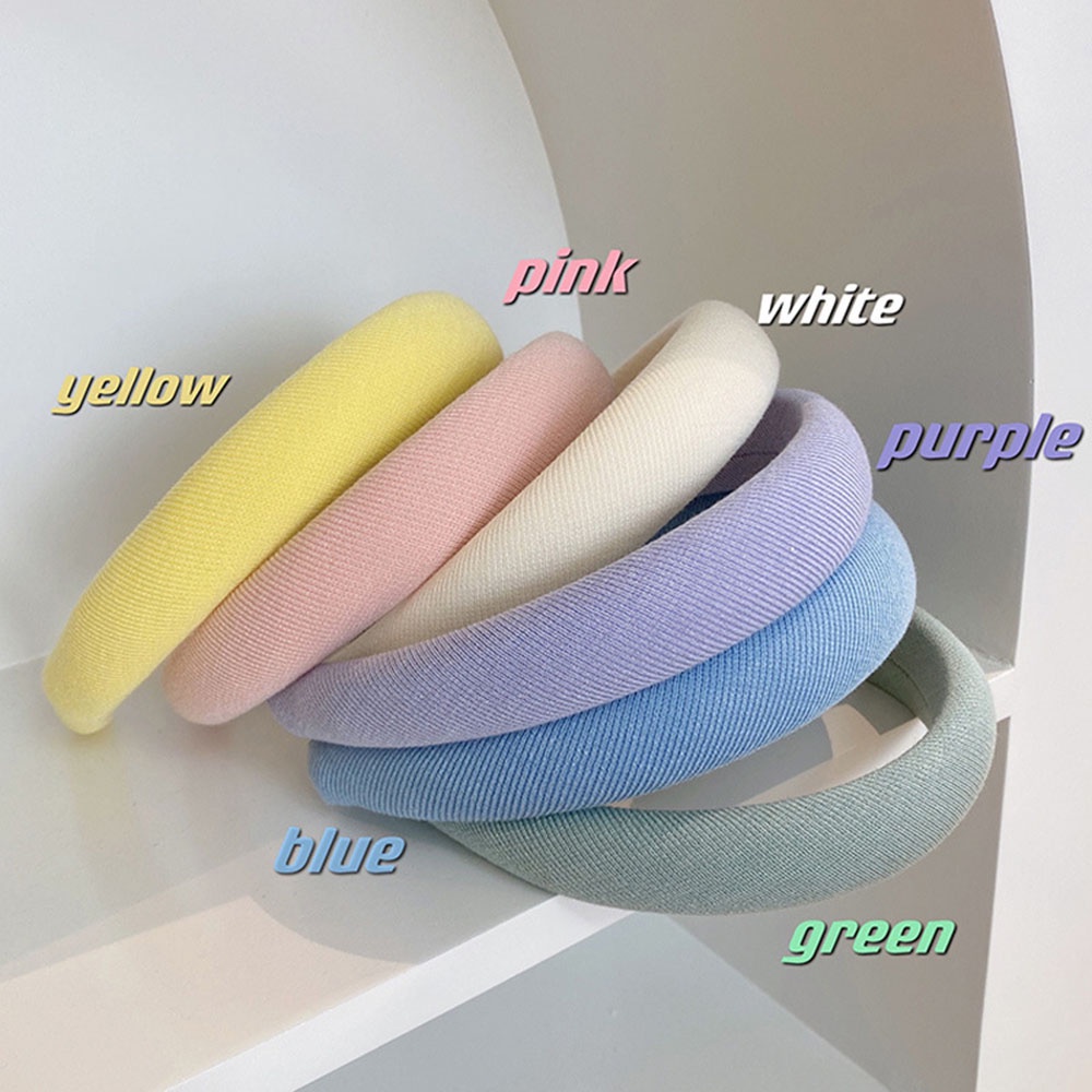 Băng đô cotton xốp dày bản rộng họa tiết kẻ sọc màu sắc ngọt ngào