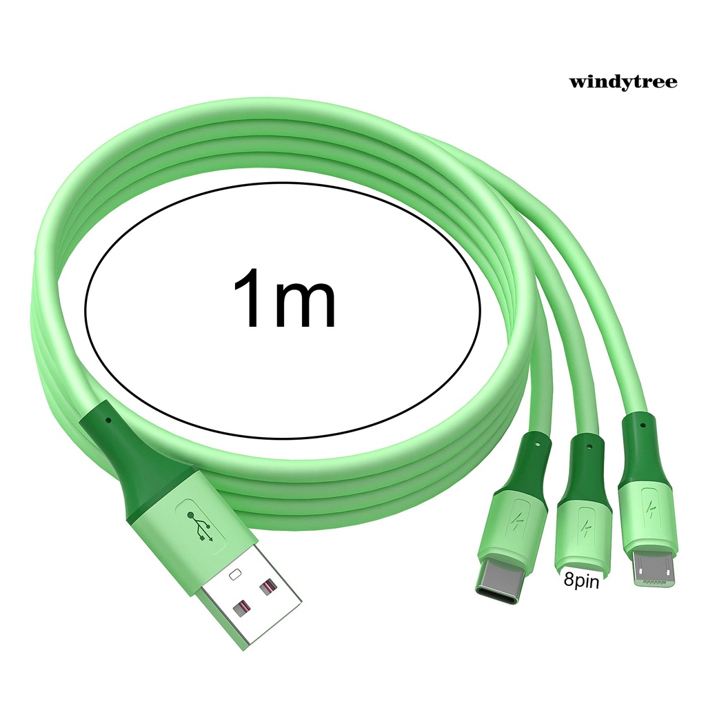 Dây Cáp Sạc Nhanh 3 Trong 1 Đầu Ra 8-pin Type-C Micro Usb Cho Điện Thoại Thông Minh