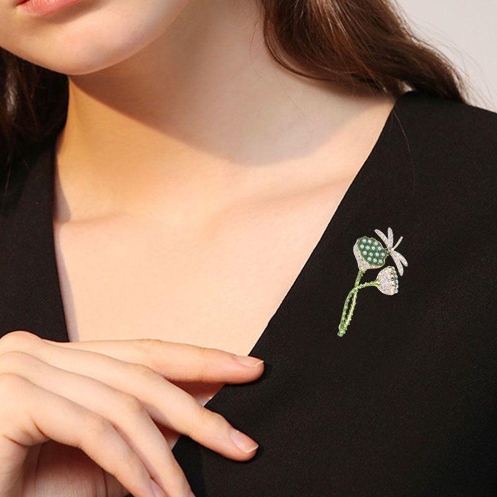 Ghim Cài Áo Hình Hoa Sen Đính Kim Cương Giả Tinh Tế Cho Nữ