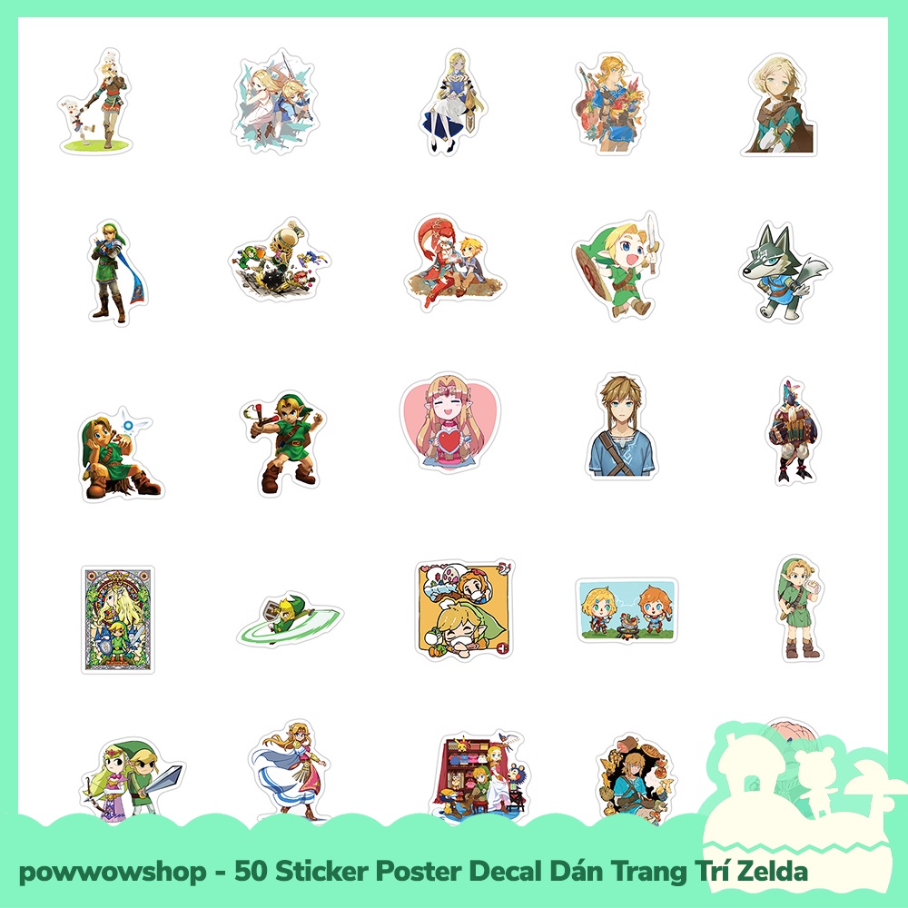 [Sẵn VN - Hỏa Tốc] 50 Sticker Decal Dán Trang Trí Đa Năng Cho Nhiều Vật Dụng Mẫu Game Zelda Time To Travel