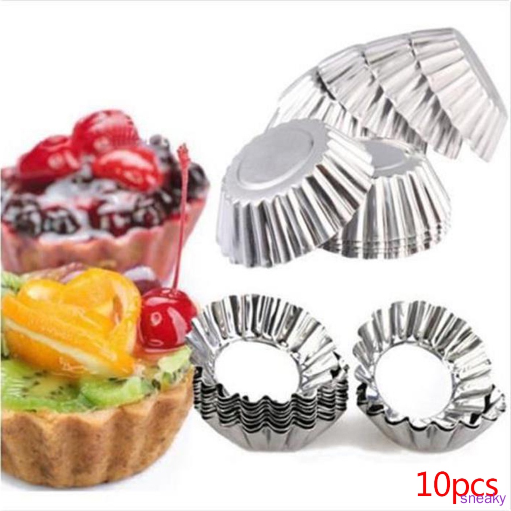 Set 10 Khuôn Làm Bánh Cupcake / Bánh Trứng Bằng Thiếc Chống Dính Diy