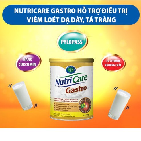 Sữa bột Nutricare Gastro cho người viêm dạ dày, rối loạn tiêu hóa (400g)