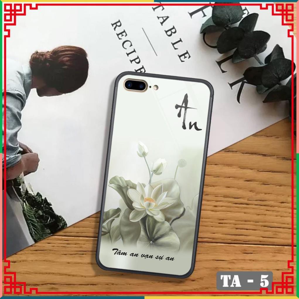 Ốp lưng Tâm An Vạn Sự An - Ốp in iphone 7 plus - Iphone 8 plus trên mặt lưng kính cường lực in họa tiết tâm an vạn sự an