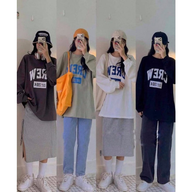 Áo Phông CREW Nhiều Màu Form Rộng Unisex Áo Phông Hot Hit Nam Nữ