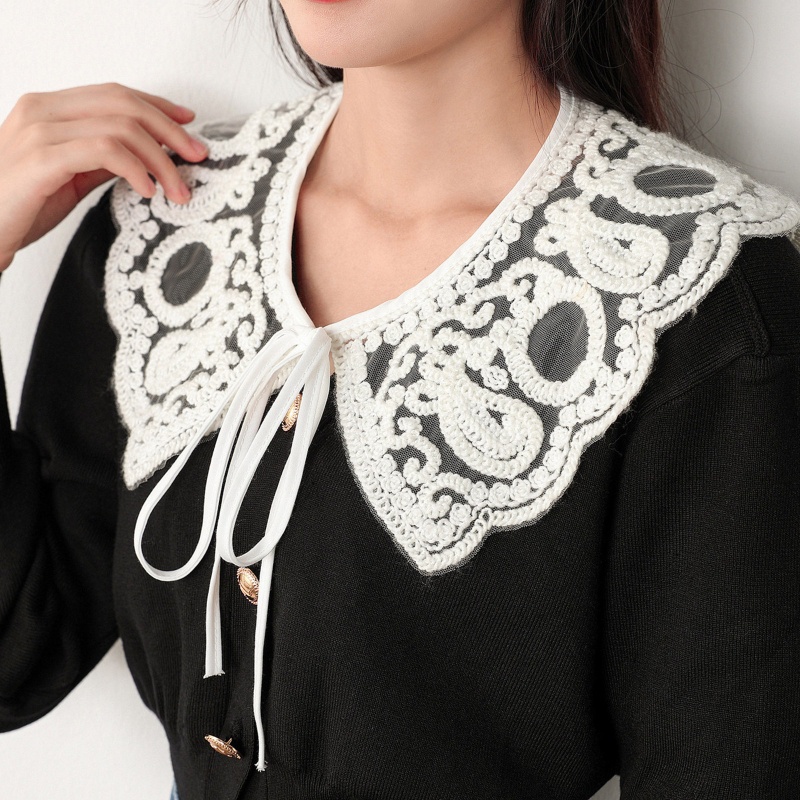 Han Khăn Choàng Cổ Giả Thêu Hoa Paisley Thắt Nơ Có Thể Tháo Rời Cho Nữ Shru