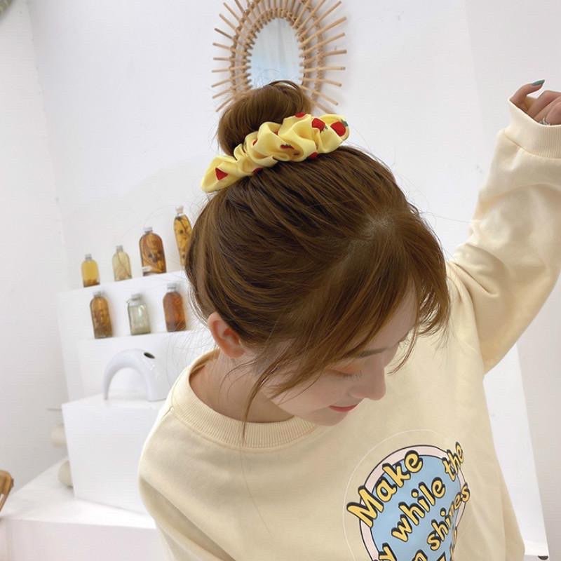 Cột tóc vải Scrunchies, dây buộc tóc nữ Hàn Quốc họa tiết trái dâu, trái dứa, trái cây