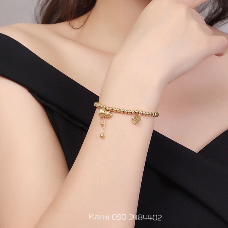 Vòng tay titan hồ lô may mắn không đen không gỉ dễ đeo