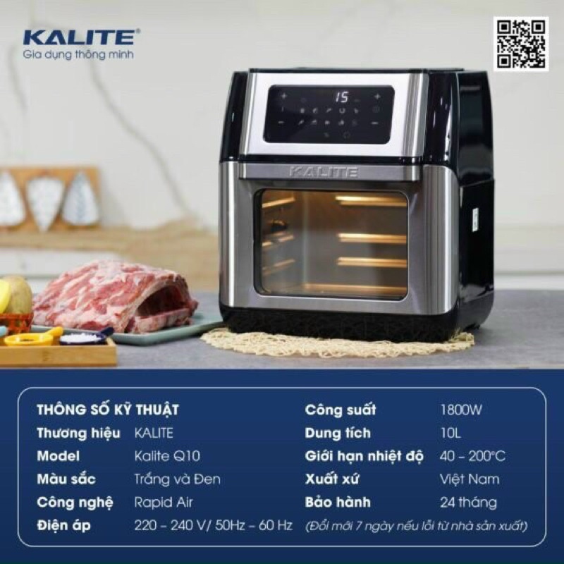[ HÀNG CHÍNH HÃNG ] Sale nồi chiên không dầu Kalite Q10