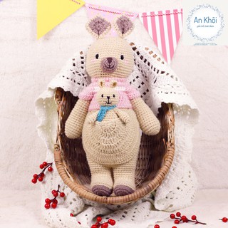 Gấu bông, thú nhồi bông, đồ chơi len, handmade cao cấp: Kangaroo Karo mẹ và con mũm mĩm