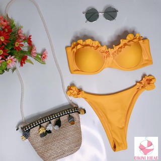 BIKINI,ĐỒ BƠI HAI MẢNH CHÂU ÂU XÁM,VÀNG