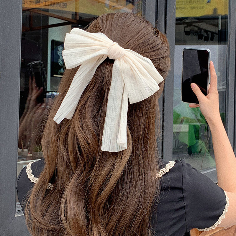 Kẹp Tóc Hình Nơ Vải Chiffon Phong Cách Hàn Quốc