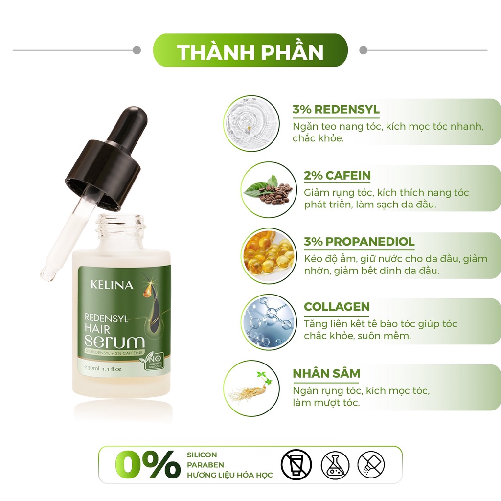Serum Mọc Tóc Cao Cấp Kelina Hair Serum kích thích mọc tóc, chống rụng tóc, làm dày tóc, tóc chắc khỏe 30ml