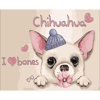 Tranh những chú chó đáng yêu. Tranh sơn dầu số hoá tự tô màu theo số có khung 40*50cm